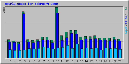 Hourly usage for February 2009