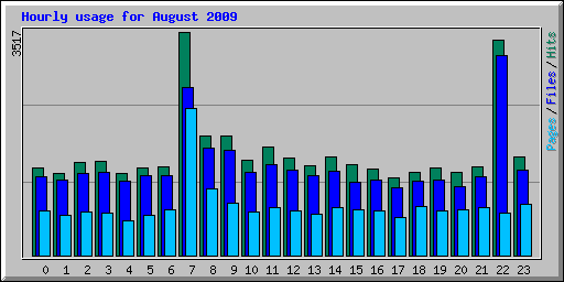 Hourly usage for August 2009