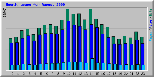 Hourly usage for August 2009